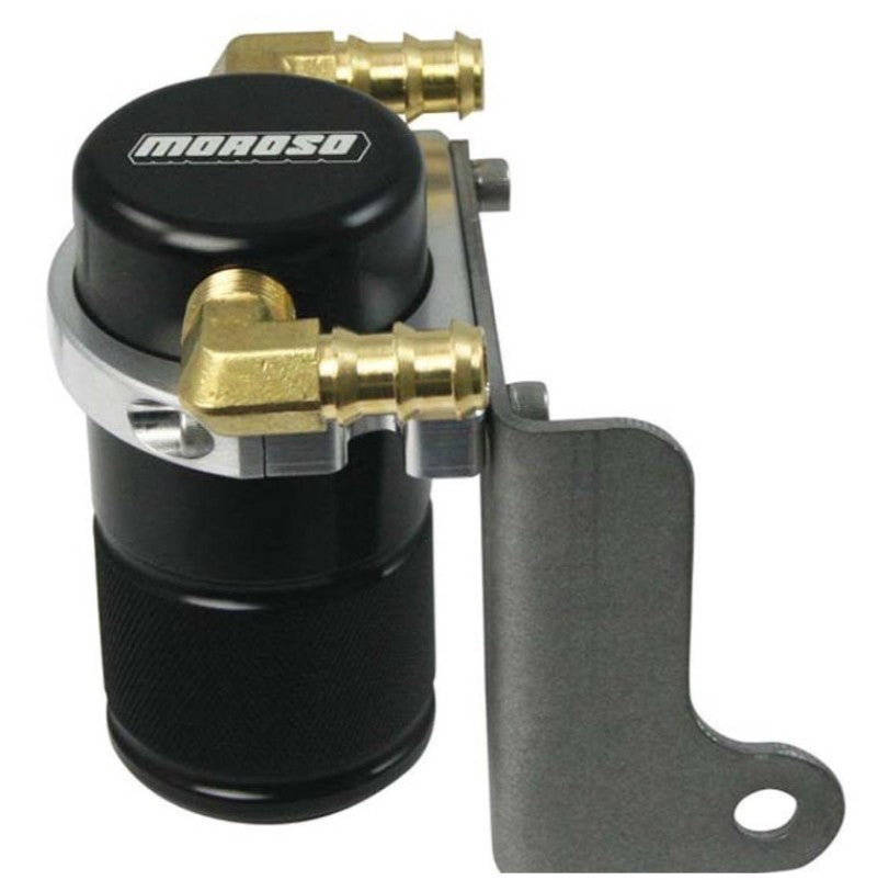 Moroso 06-Up Dodge Charger/Challenger 6.1L Air/Oil Separator Catch Can - Billet Aluminum - Black-thumbmail-1