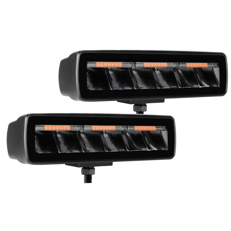 Go Rhino Xplor Blackout Combo Series Sixline LED Spot Lights w/Amber (Surface Mount) - Blk (Pair)-thumbmail-5