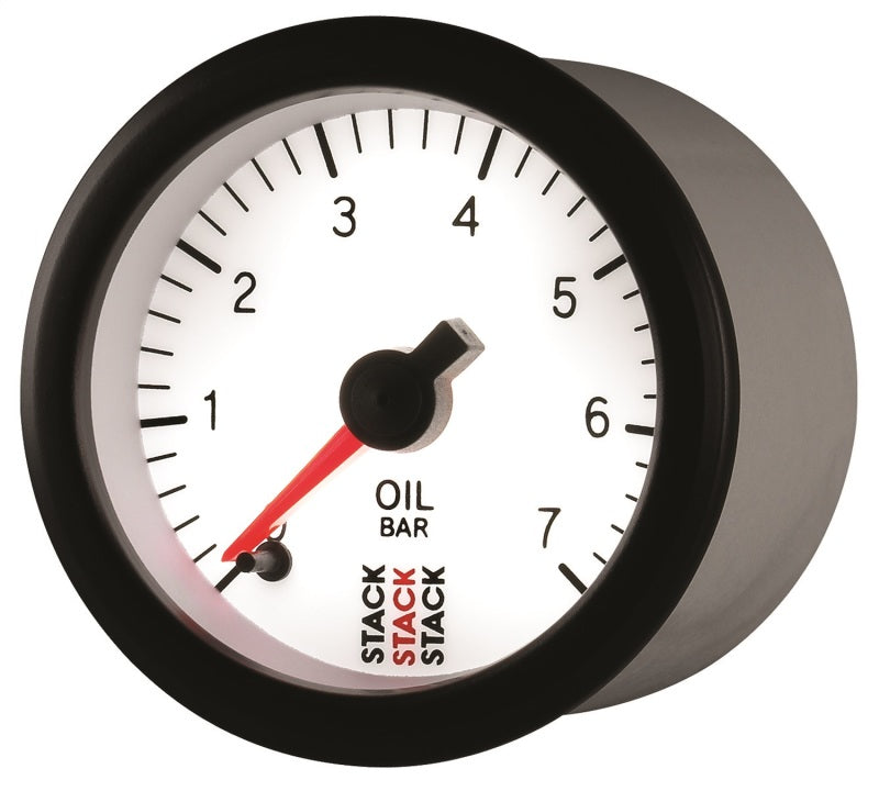 Autometer Stack 52mm 0-7 Bar M10 Male Pro Stepper Motor Oil Pressure Gauge - White-thumbmail-3