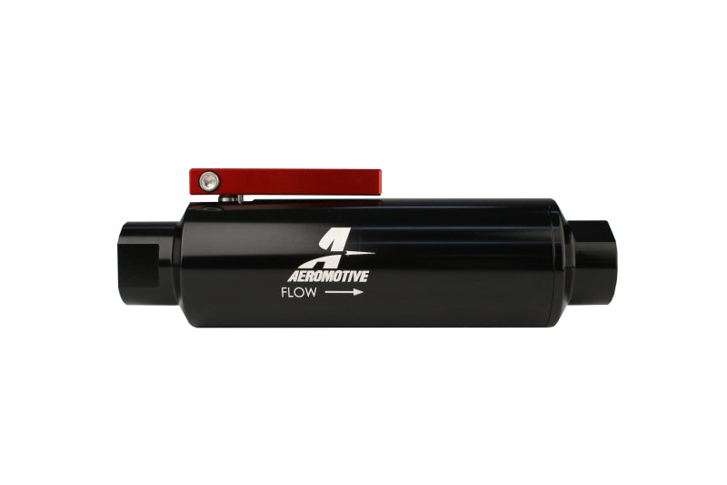 Aeromotive In-Line AN-10 Filter w/Shutoff Valve 100 Micron SS Element - Black Anodize Finish-thumbmail-4