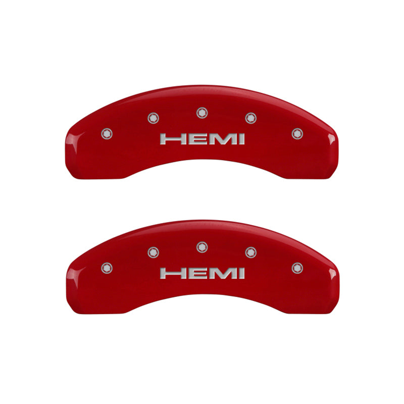 MGP 4 Caliper Covers Engraved Front & Rear Hemi Red finish silver ch-thumbmail-4