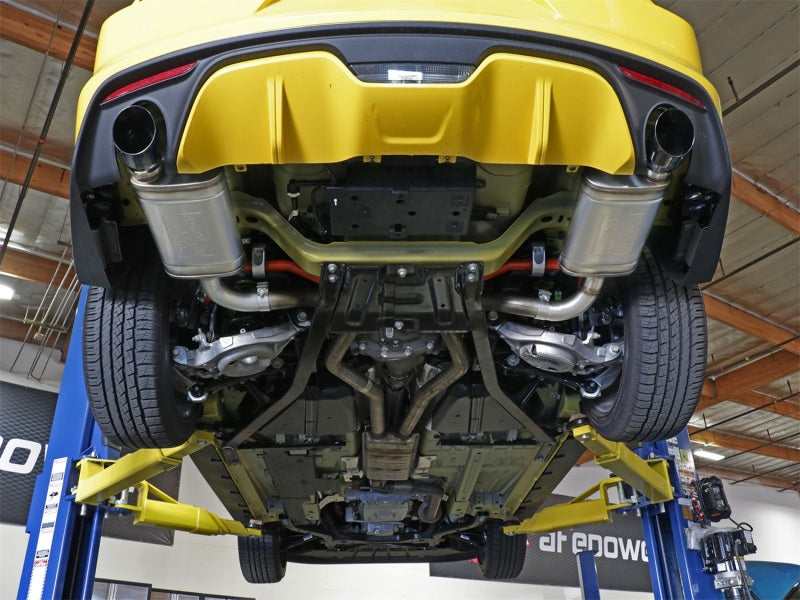 aFe MACHForce XP 2.5in 409 Stainless Axle Back Exhaust w/ Black Tips 15-17 Ford Mustang I4-2.3L (t)-thumbmail-3