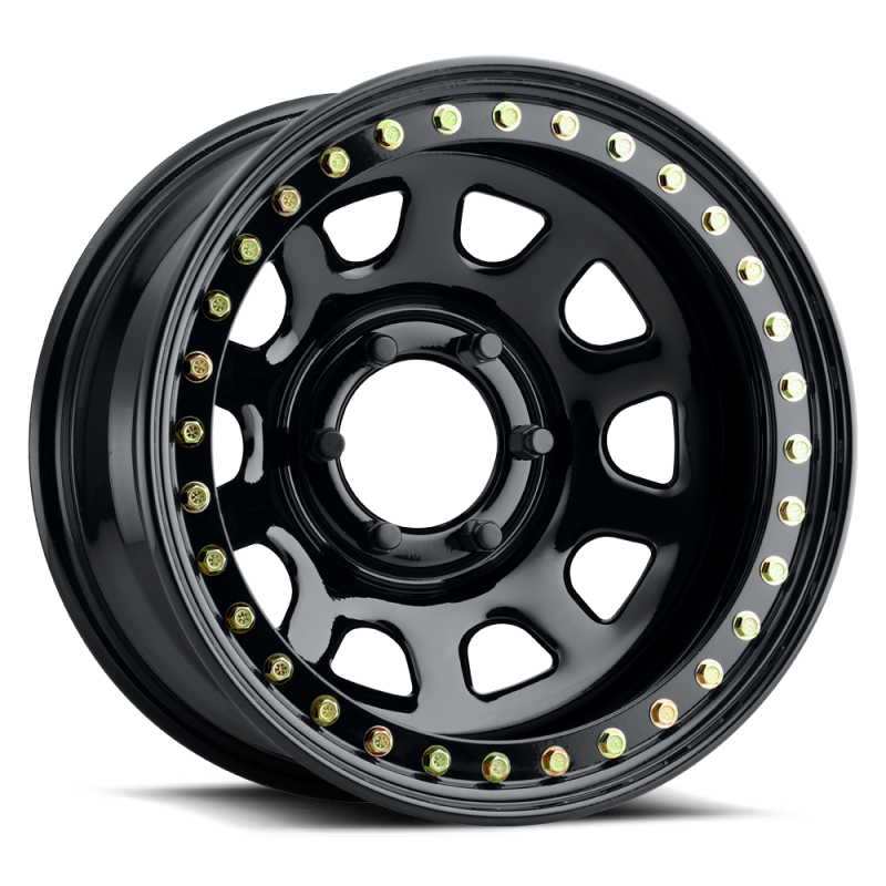 Raceline RT51 Daytona Rock 15x10in/6x139.7 BP/-44mm Offset/107.95mm Bore- Gloss Black Beadlock Wheel-thumbmail-1