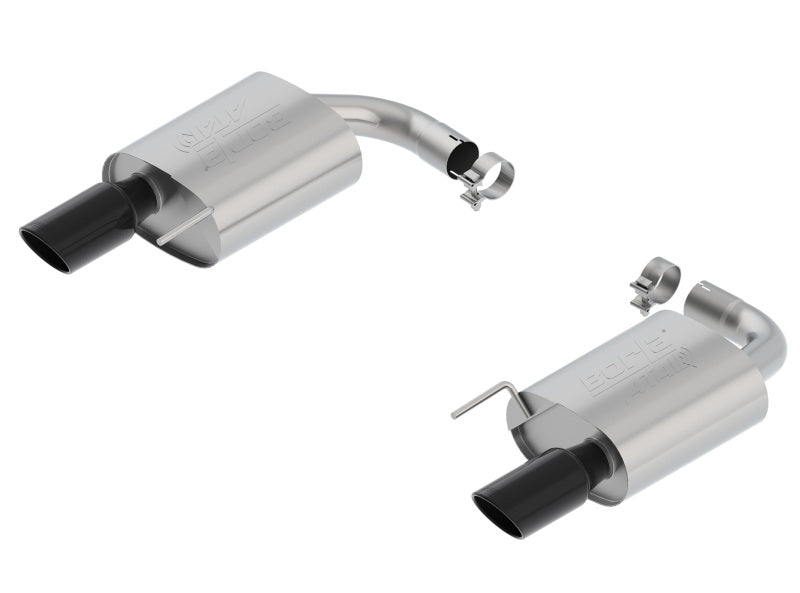 Borla Atak S Rear Section 15-17 Ford Mustang GT 5.0L V8 MT/AT 2.5in pipe 4in tip (Black Chrome)-thumbmail-2