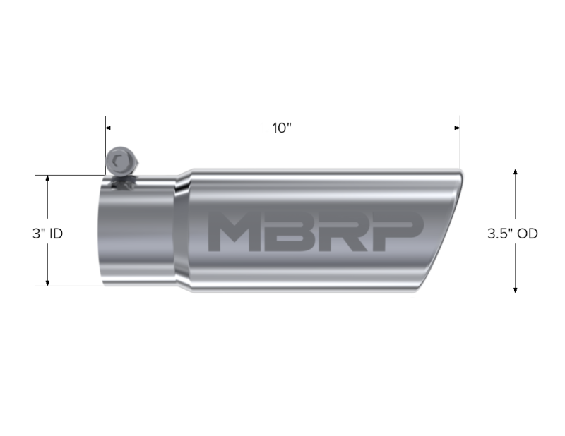 MBRP Universal Tip 3in O.D. Angled Rolled End 3 inlet 10 length-thumbmail-4