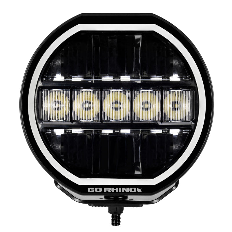 Go Rhino Xplor Blackout Series Maxline LED Hi/Low Beam w/Multi DRL (Surface Mount) 7in. - Blk-thumbmail-1