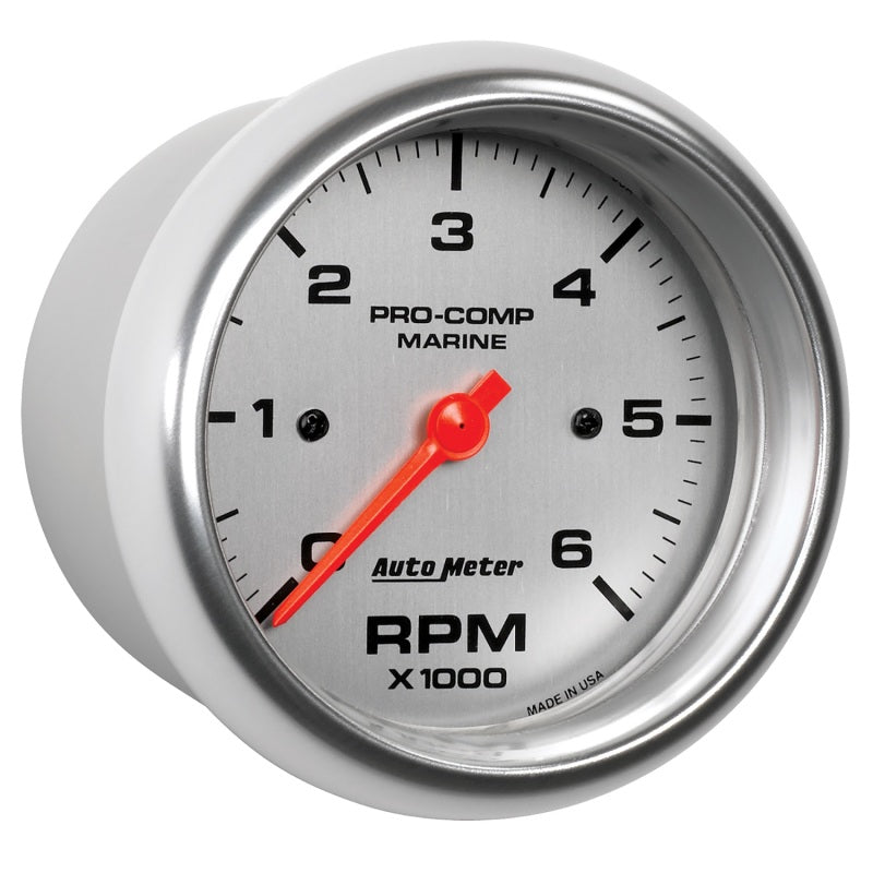 Autometer Marine Silver Ultra-Lite Gauge 3-3/8in Tachometer 6K RPM-thumbmail-2