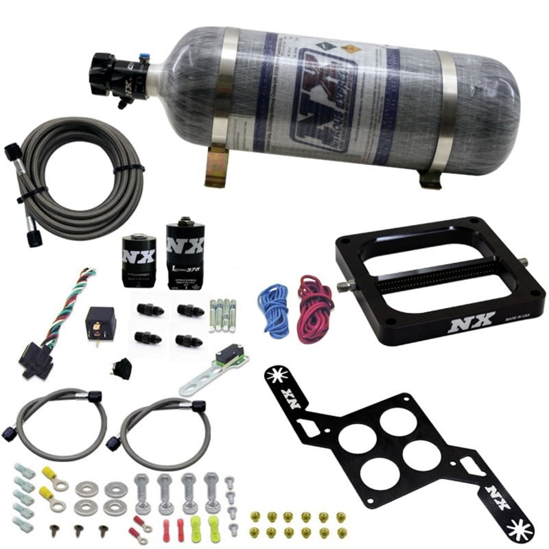 Nitrous Express 4500 RNC Conventional Nitrous Plate Kit w/.375in Solenoid w/12lb Bottle-thumbmail-1