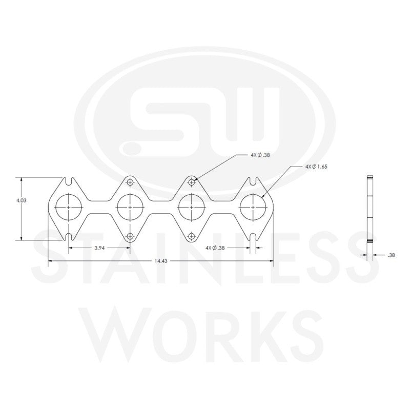 Stainless Works Small Block Ford 4.6L 3V Round Port Header 304SS Exhaust Flanges 1-5/8in Primaries-thumbmail-2