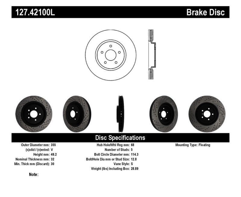 StopTech Infiniti G37 / Nissan 370Z SportStop Slotted & Drilled Front Left Rotor-thumbmail-7