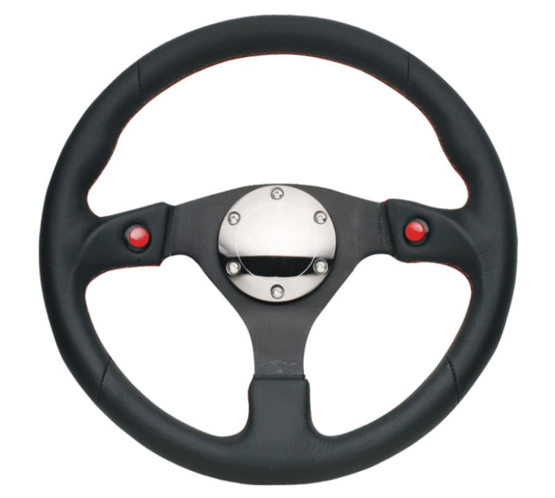 NRG Reinforced Steering Wheel (320mm) Blk Leather w/Dual Buttons-thumbmail-4