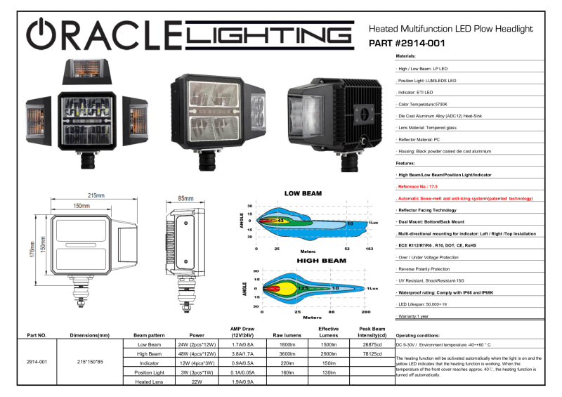 Oracle Lighting Multifunction LED Plow Headlight with Heated Lens 5700K-thumbmail-5