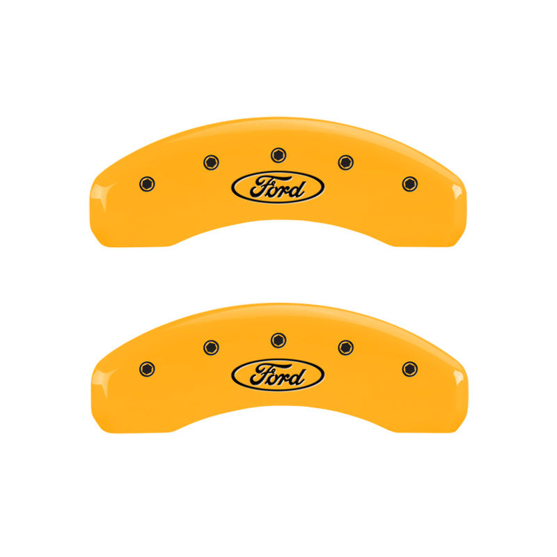 MGP 4 Caliper Covers Engraved Front & Rear Oval logo/Ford Yellow finish black ch-thumbmail-5