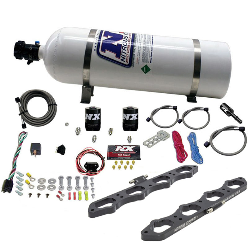 Nitrous Express Ford Coyote 5.0L V8 Nitrous Wet Port Plate Kit w/15lb Bottle-thumbmail-1