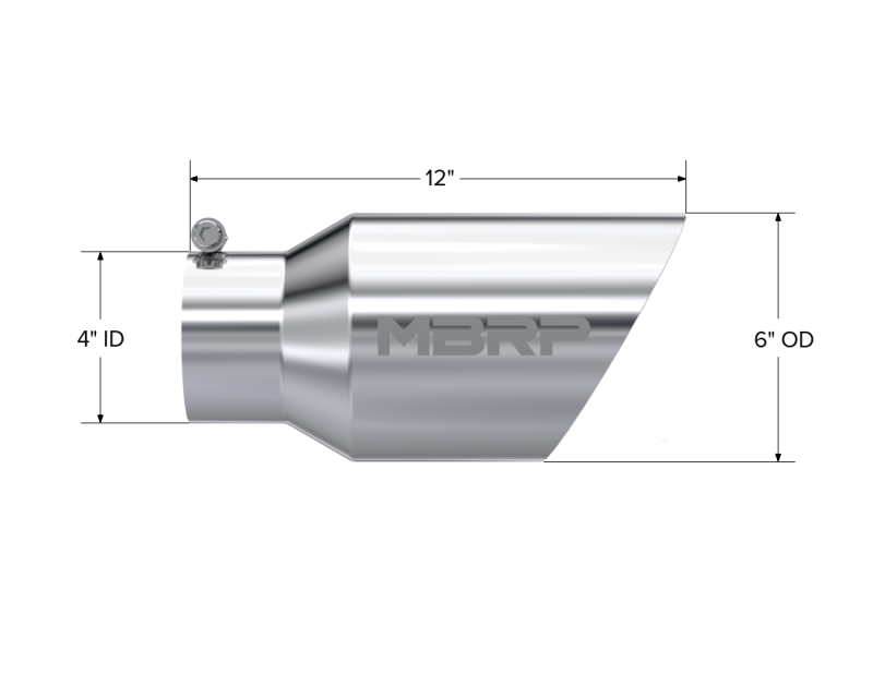 MBRP Universal Tip 6 O.D. Dual Wall Angled 4 inlet 12 length-thumbmail-4
