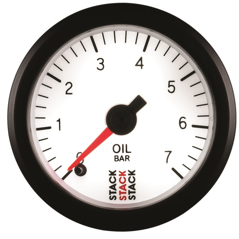 Autometer Stack 52mm 0-7 Bar M10 Male Pro Stepper Motor Oil Pressure Gauge - White-thumbmail-4
