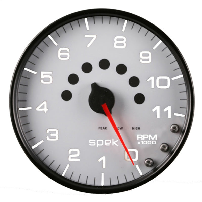 Autometer Spek-Pro Gauge Tachometer 5in 11K Rpm W/Shift Light & Peak Mem White/Black-thumbmail-3