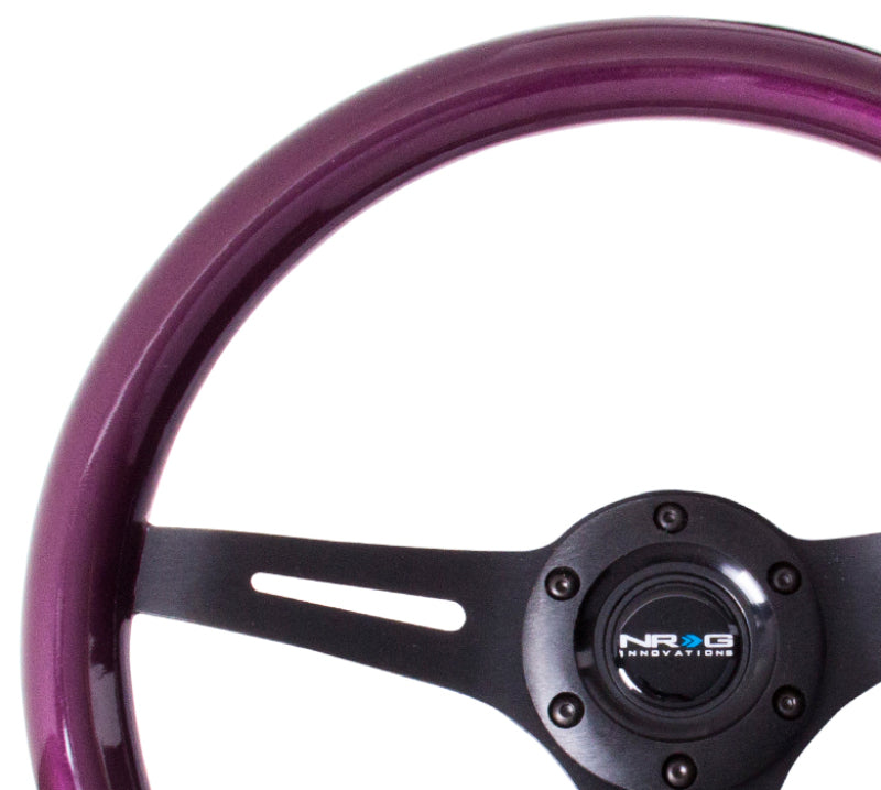 NRG Classic Wood Grain Steering Wheel (350mm) Purple Pearl/Flake Paint w/Black 3-Spoke Center-thumbmail-2
