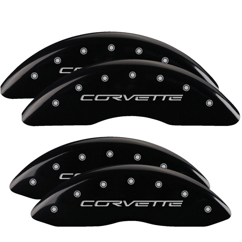 MGP 4 Caliper Covers Engraved Front & Rear C6/Corvette Black finish silver ch-thumbmail-2