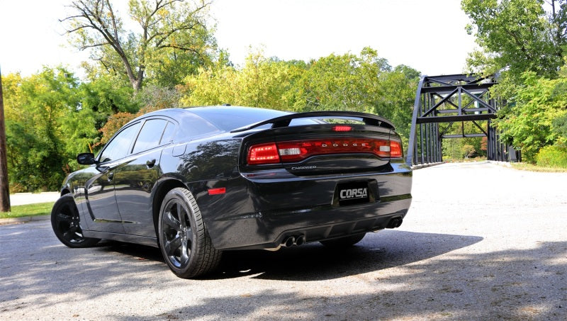 Corsa 11-14 Dodge Charger SXT 2.5in Sport Cat-Back Dual Rear Exit w/ Twin 3.0in Black Tips-thumbmail-2
