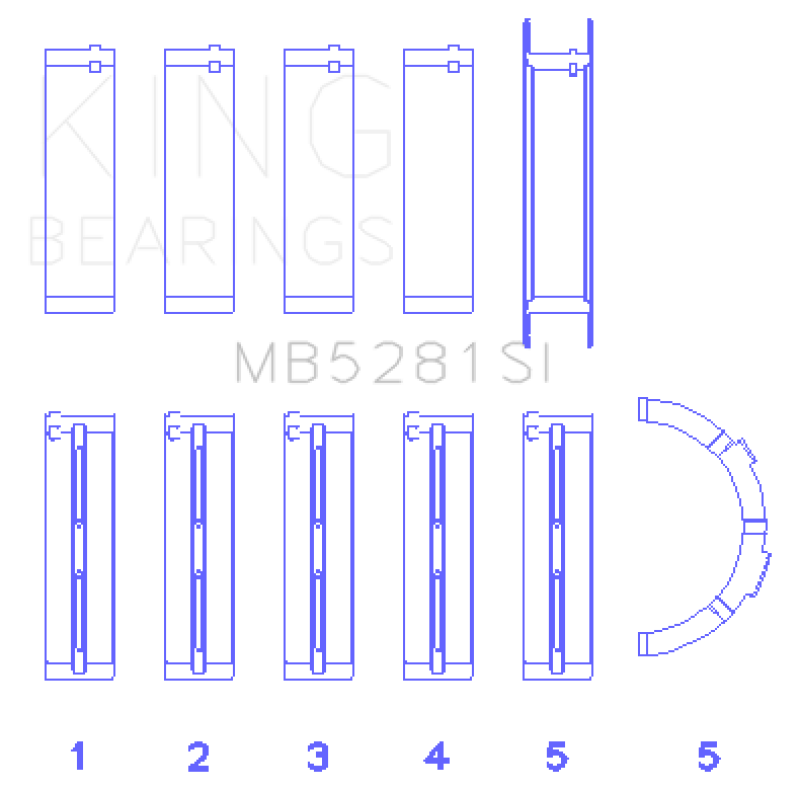 King Ford 281CI 4.6L V8 (Size STD) Main Bearing Set-thumbmail-1