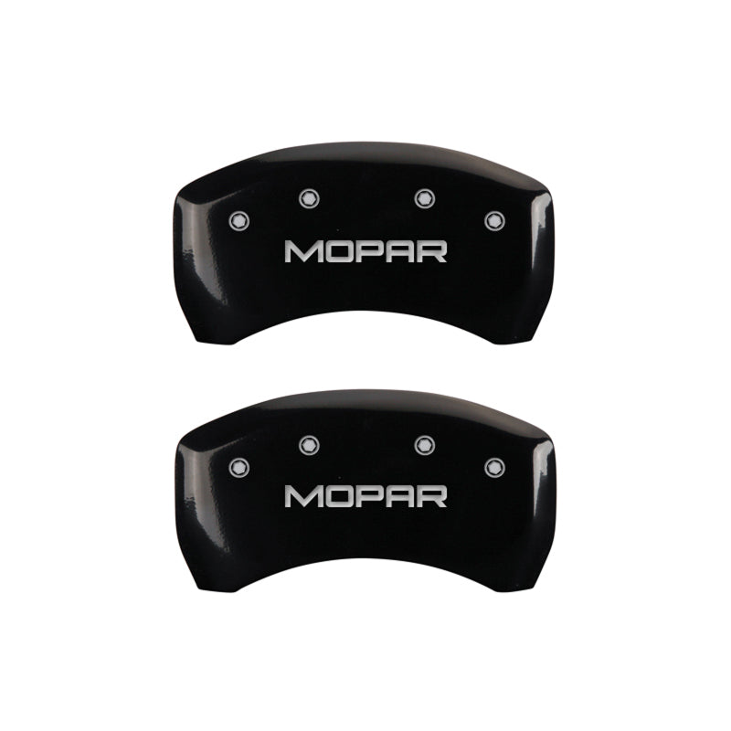 MGP 4 Caliper Covers Engraved Front & Rear MOPAR Black finish silver ch-thumbmail-4