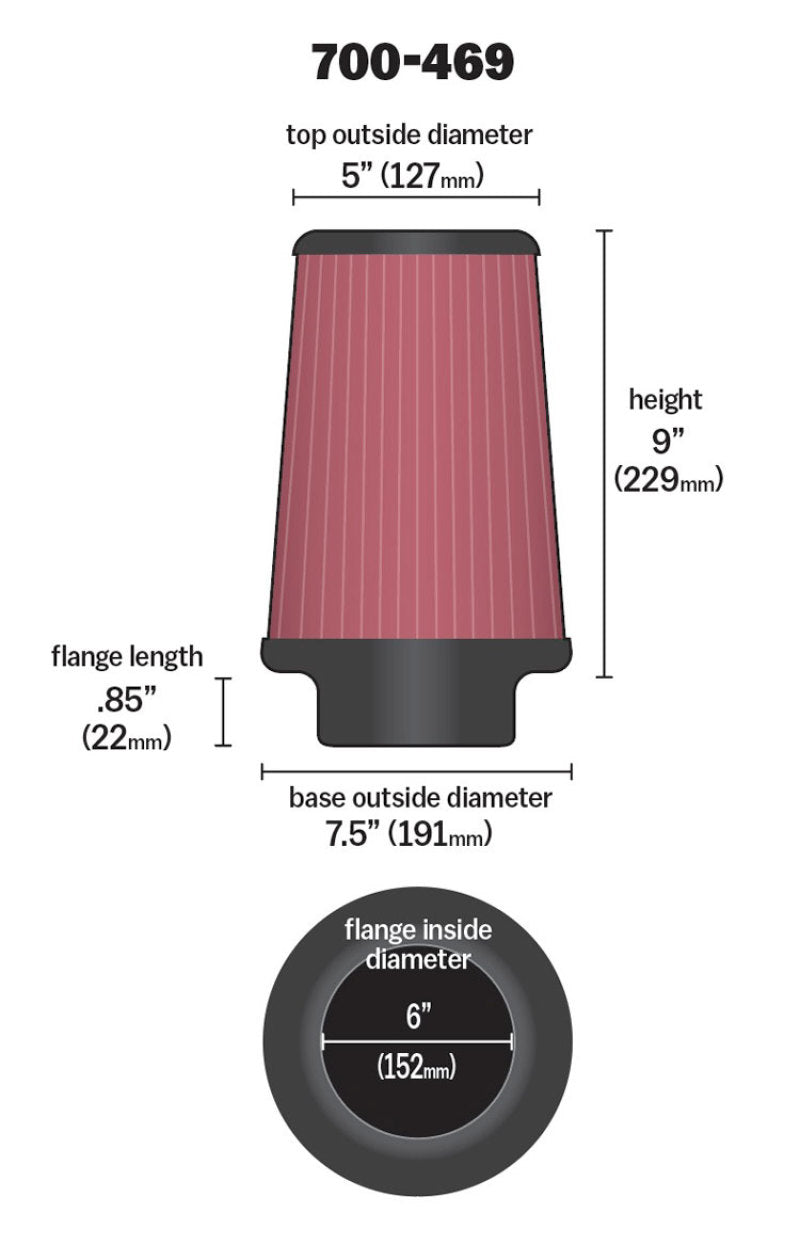 Airaid Universal Air Filter - Cone 6 x 7 1/4 x 5 x 9-thumbmail-9