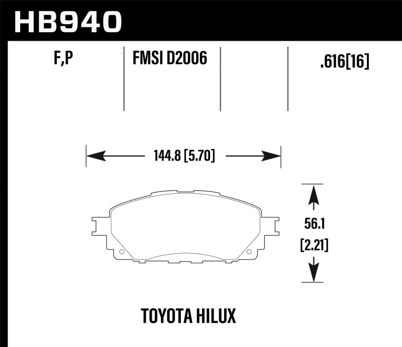 Hawk 16-17 Toyota Hilux Street HPS Front Brake Pads-thumbmail-1