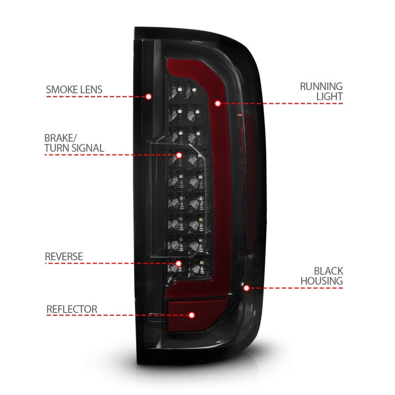 ANZO 15-21 Chevrolet Colorado Full LED Tail Lights w/ Red Lightbar Black Housing Smoke Lens-thumbmail-4