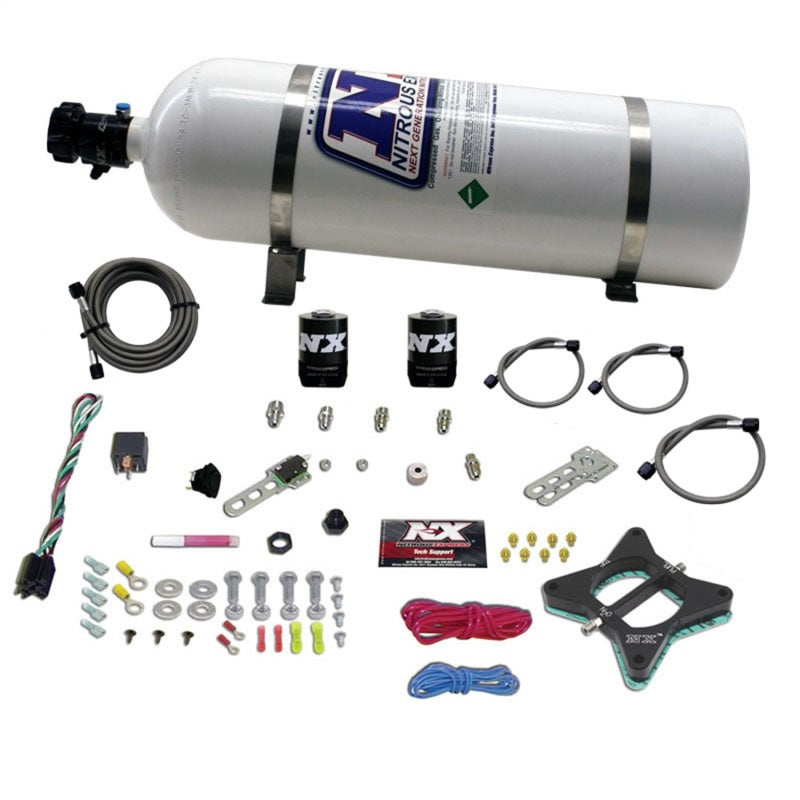 Nitrous Express 96-04 Ford Mustang 4.6L 2 Valve Nitrous Plate Kit w/15lb Bottle-thumbmail-2