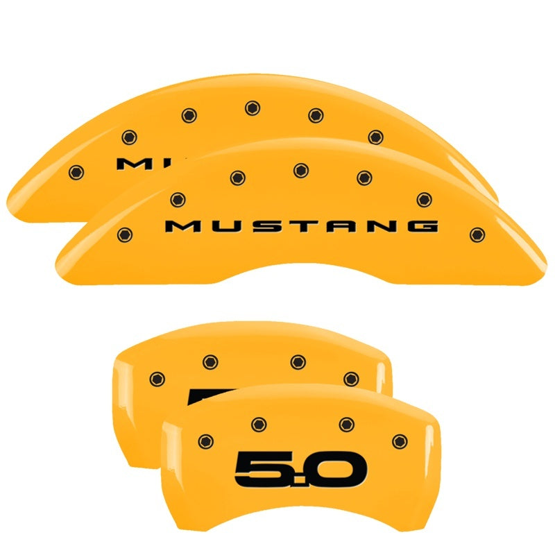 MGP 4 Caliper Covers Engraved Front 2015/Mustang Engraved Rear 2015/50 Yellow finish black ch-thumbmail-2