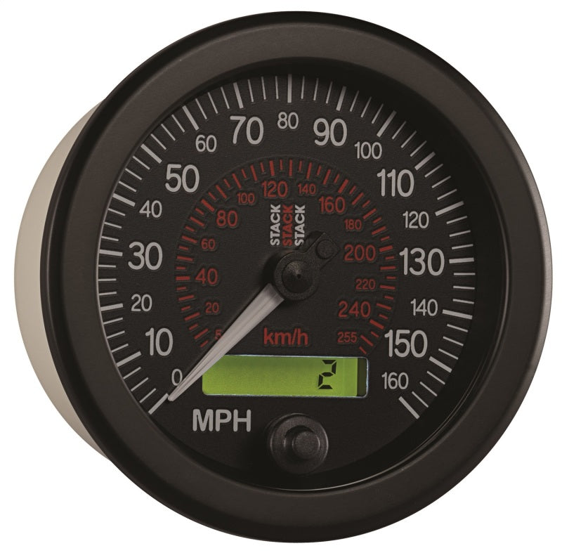 Autometer Stack Instruments 88MM 0-160 MPH / 260 KM/H Programmable Speedometer - Black-thumbmail-3