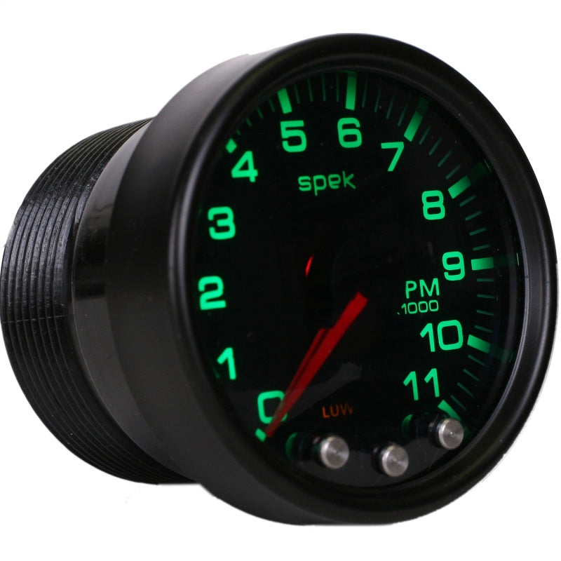 Autometer Spek-Pro Gauge Tach 2 1/16in 11K Rpm W/ Shift Light & Peak Mem Blk/Smoke/Blk
