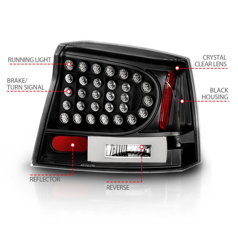 ANZO 2006-2008 Dodge Charger LED Taillights Black-thumbmail-8