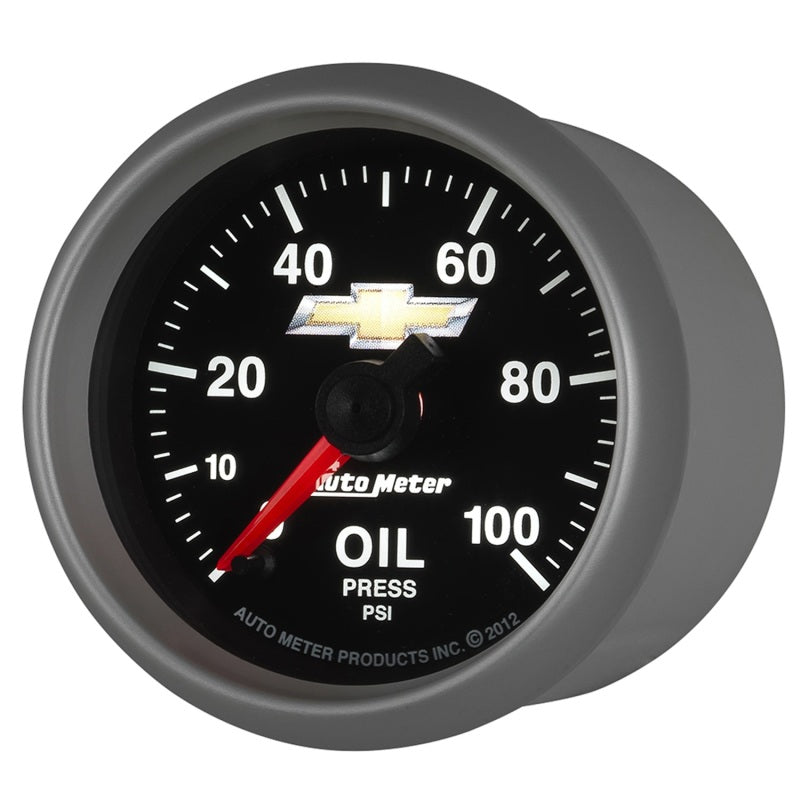 AutoMeter Gauge Oil Press 2-1/16in. 100PSI Digital Stepper Motor Chevy Gold Bowtie-thumbmail-2