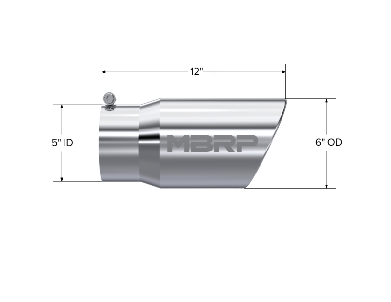 MBRP Universal Tip 6 O.D. Angled Rolled End 5 inlet 12 length-thumbmail-4