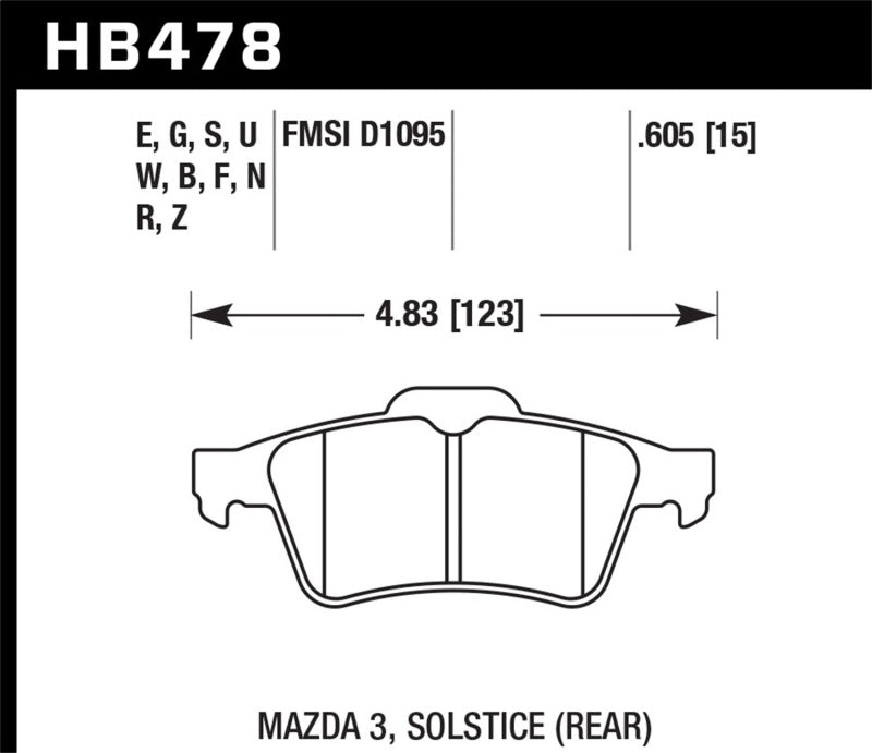 Hawk 2007-2010 Chevrolet Cobalt SS (With Brembo Brakes) HPS 5.0 Rear Brake Pads-thumbmail-3