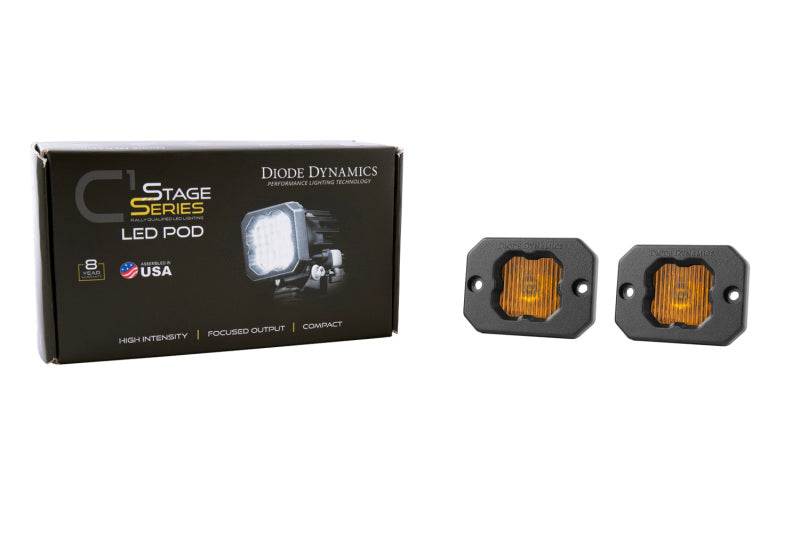 Diode Dynamics Stage Series C1 LED Pod - Yellow SAE Fog Flush ABL (Pair)-thumbmail-2