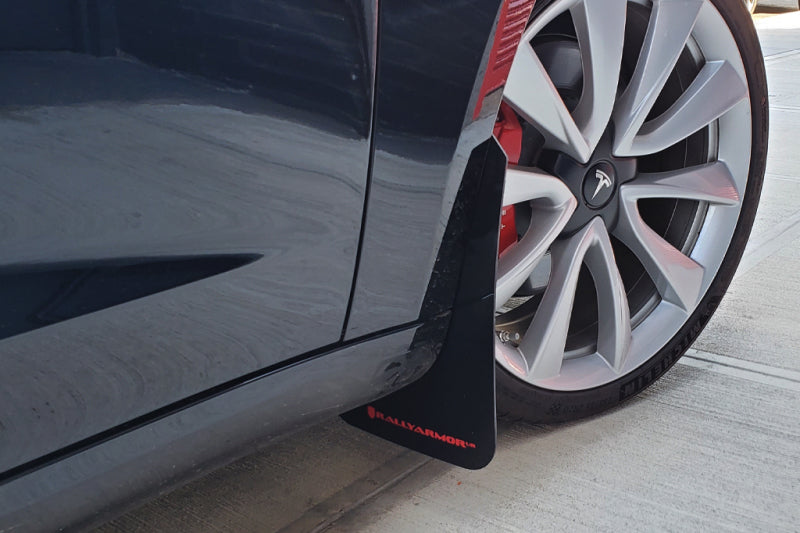 Rally Armor 17-22 Tesla Model 3 Black UR Mud Flap w/ Dark Grey Logo-thumbmail-2