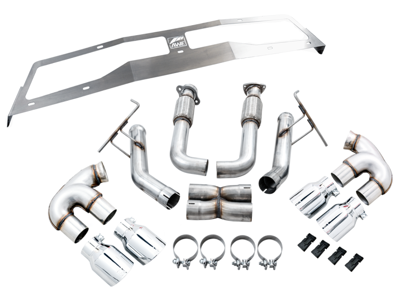 AWE Tuning 2020 Chevrolet Corvette (C8) Track Edition Exhaust - Quad Chrome Silver Tips-thumbmail-7