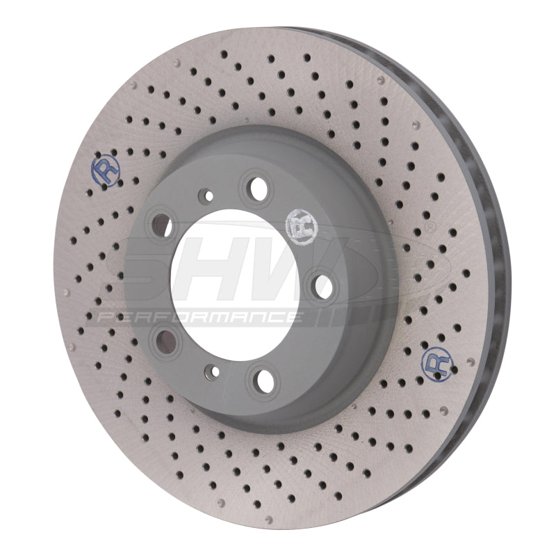 SHW 2012 Porsche 911 Carrera 4 GTS 3.8L w/o Ceramic Brake Right Front Drilled-Dimpled MB Brake Rotor-thumbmail-1