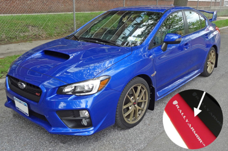 Rally Armor 15-21 Subaru WRX/STI (Sedan ONLY) Red UR Mud Flap w/ White Logo-thumbmail-6