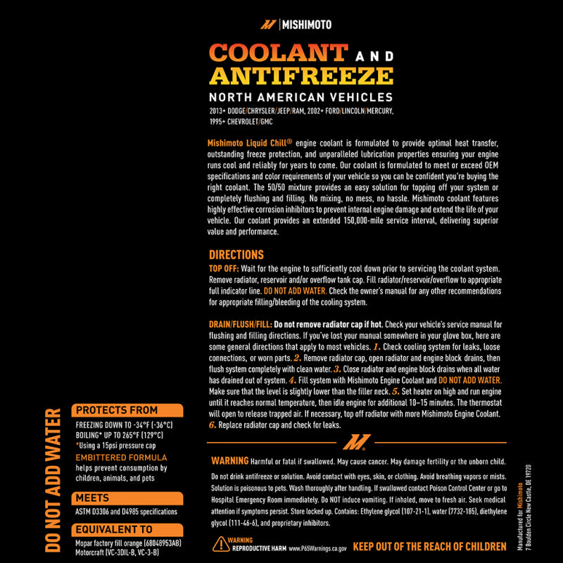 Liquid Chill EG Coolant, North American Vehicles, Orange