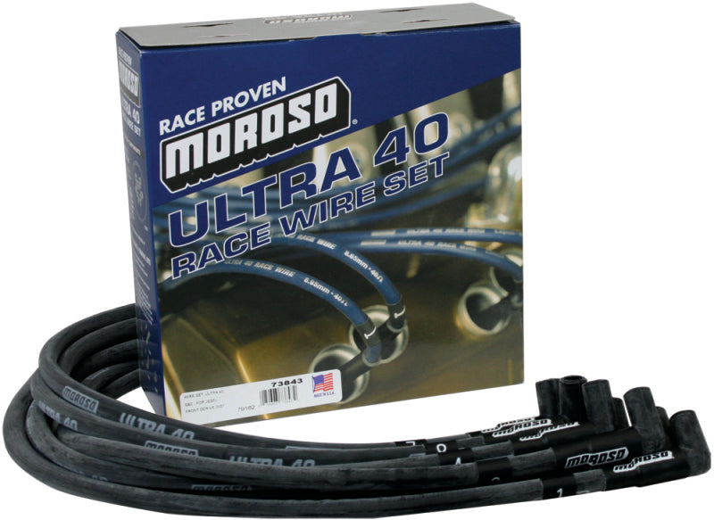 Moroso Chevrolet Big Block (w/Jesel) Ignition Wire Set - Ultra 40 - Sleeved - 90 Degree - Black-thumbmail-1