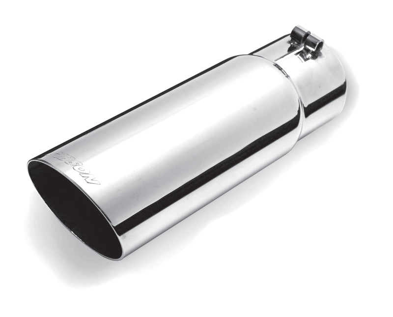 Gibson Round Single Wall Angle-Cut Tip - 5in OD/3in Inlet/12in Length - Stainless-thumbmail-1