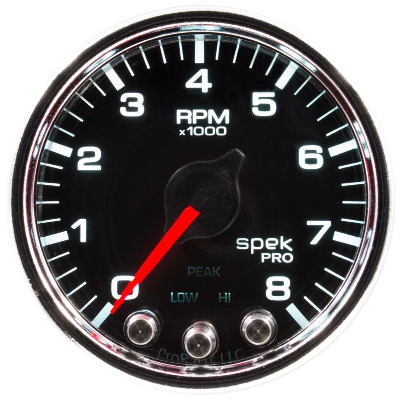 Autometer Spek-Pro Gauge Tach 2 1/16in 8K Rpm W/ Shift Light & Peak Mem Blk/Chrm-thumbmail-2