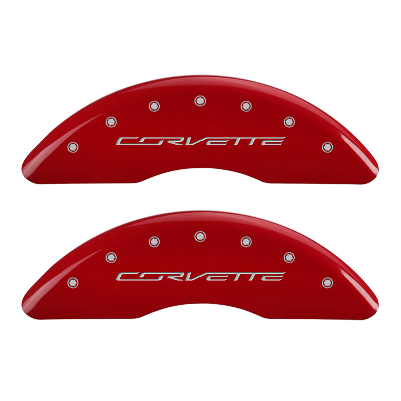 MGP 4 Caliper Covers Engraved Front & Rear C7/Corvette Red finish silver ch-thumbmail-3