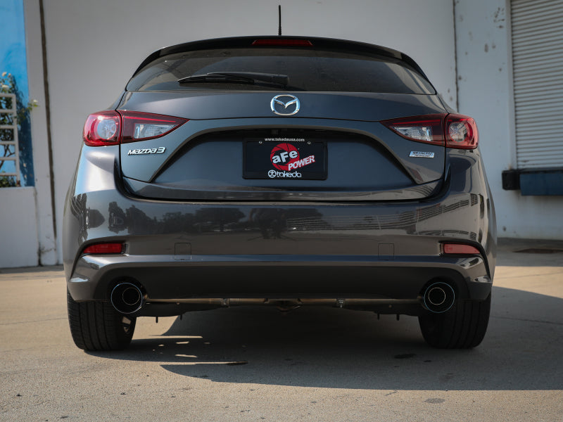 aFe Takeda 2-1/2in 304 SS Axle-Back Exhaust w/ Blue Flame Tips 14-18 Mazda 3 L4 2.0L/2.5L-thumbmail-3
