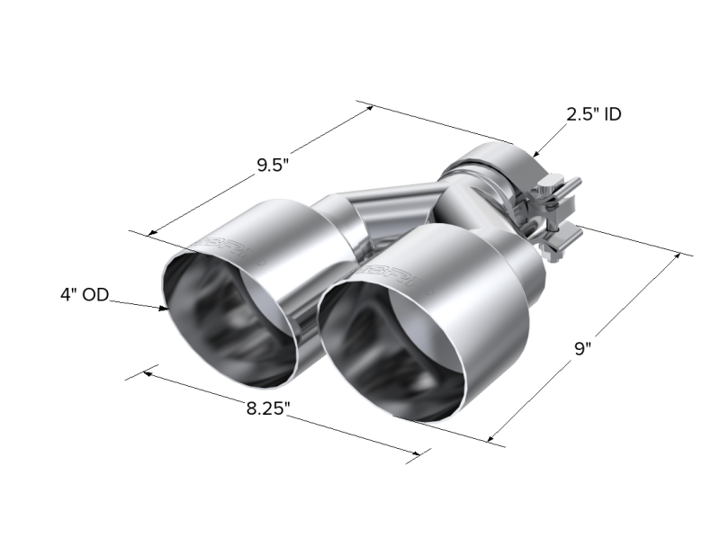 MBRP Universal T304 SS Dual Tip 4in OD/2.5in Inlet-thumbmail-3