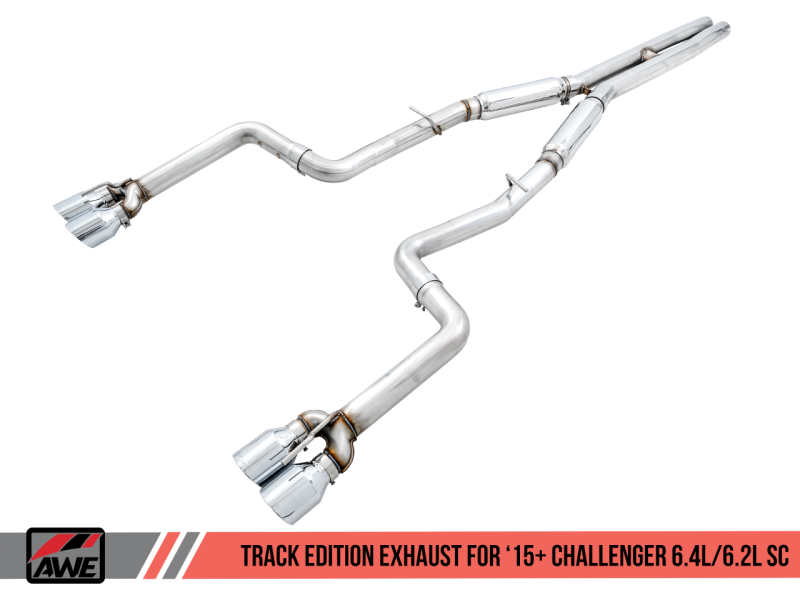 AWE Tuning 2015+ Dodge Challenger 6.4L/6.2L SC Track Edition Exhaust - Quad Diamond Black Tips-thumbmail-4
